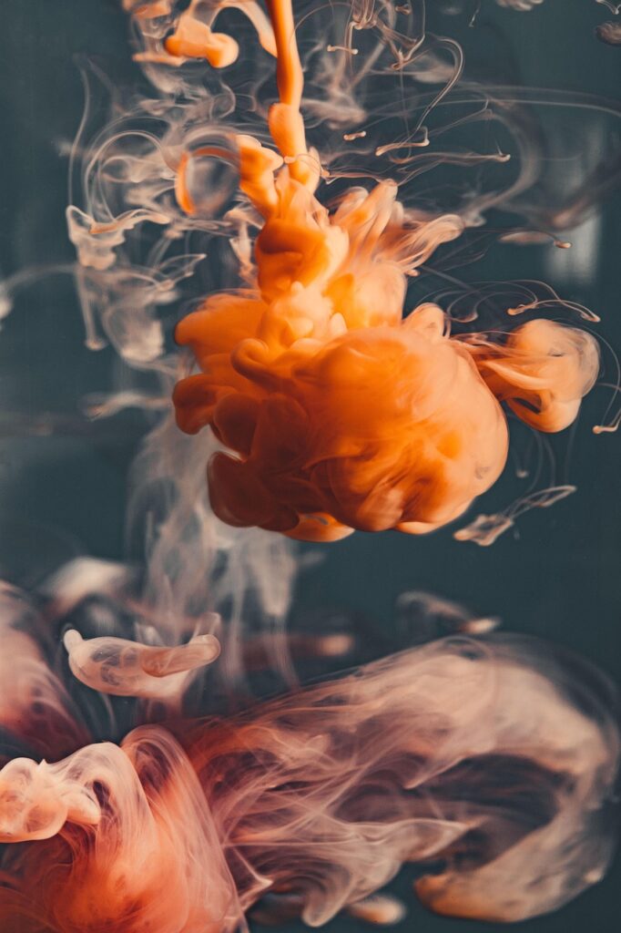 color, water, orange, nature, smoke, flow, paint, paint in water, color cloud