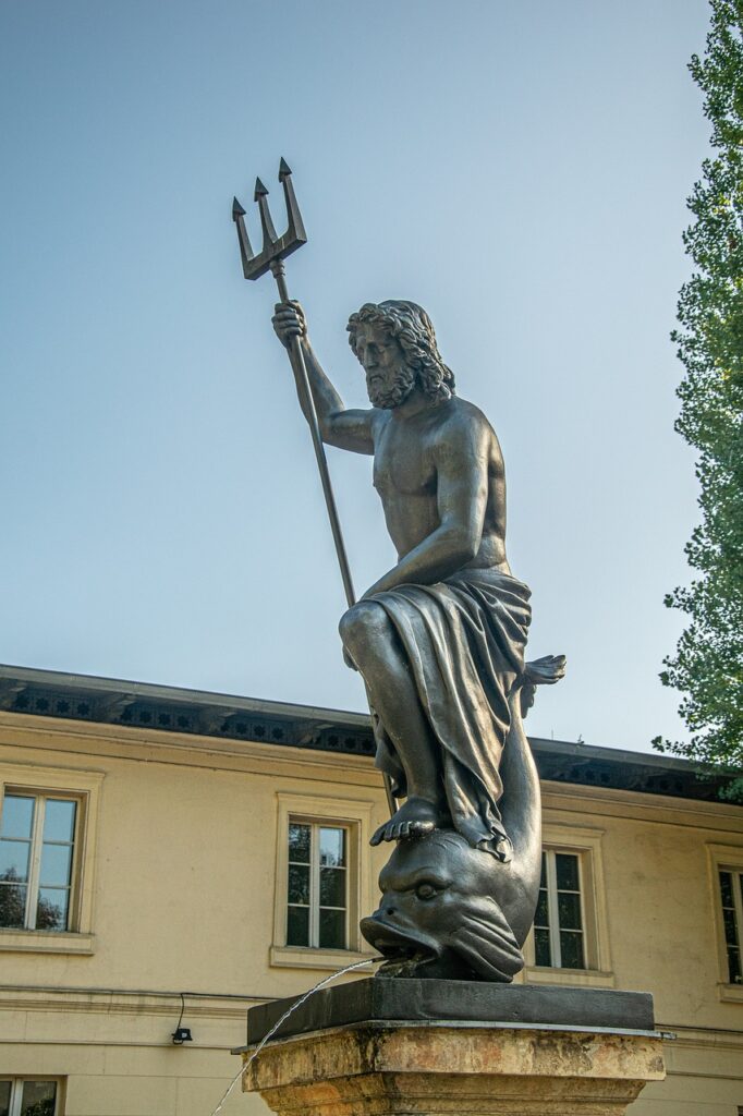 castle park, glienicke, berlin, wannsee, historical, art, architecture, story, old, sightseeing, sculpture, neptune, fountain