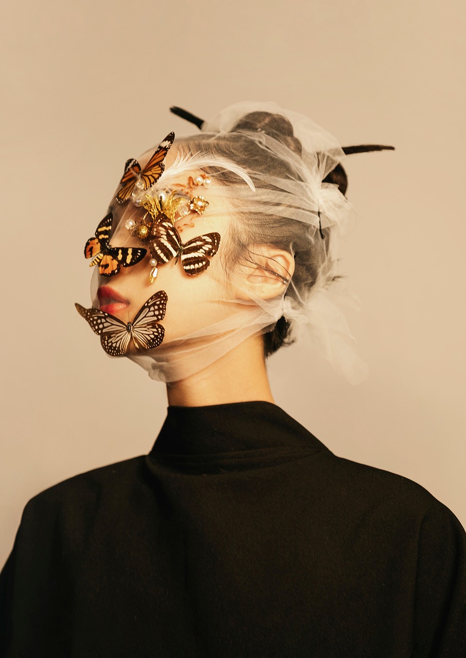 woman, butterflies, phone wallpaper, fashion, people, minimalism, art, portrait, aesthetic wallpaper, iphone wallpaper