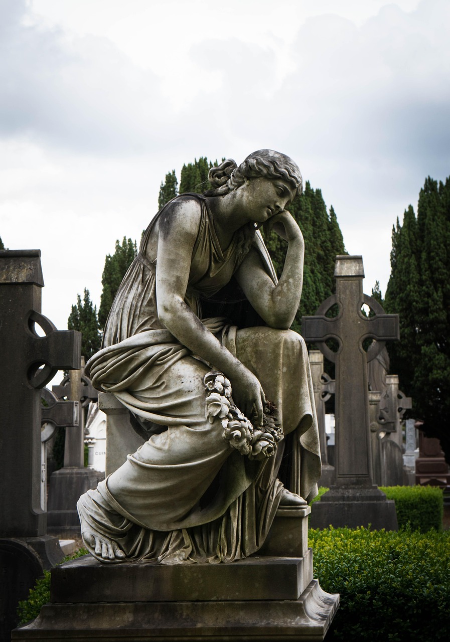 glasnevin, dublin, ireland, graveyard, figure, statue, stone figure, grief, dublin, dublin, dublin, dublin, dublin