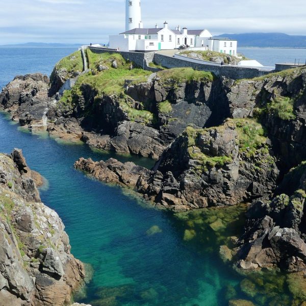 fanad lighthouse, lighthouse, ireland, nature, sea, water, landscape, bay, rock