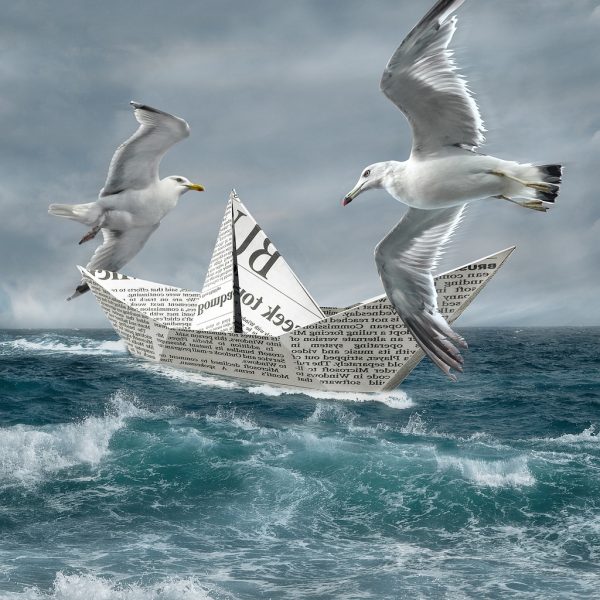 sea, wave, korablik, gulls, nature, blue wave, blue waves